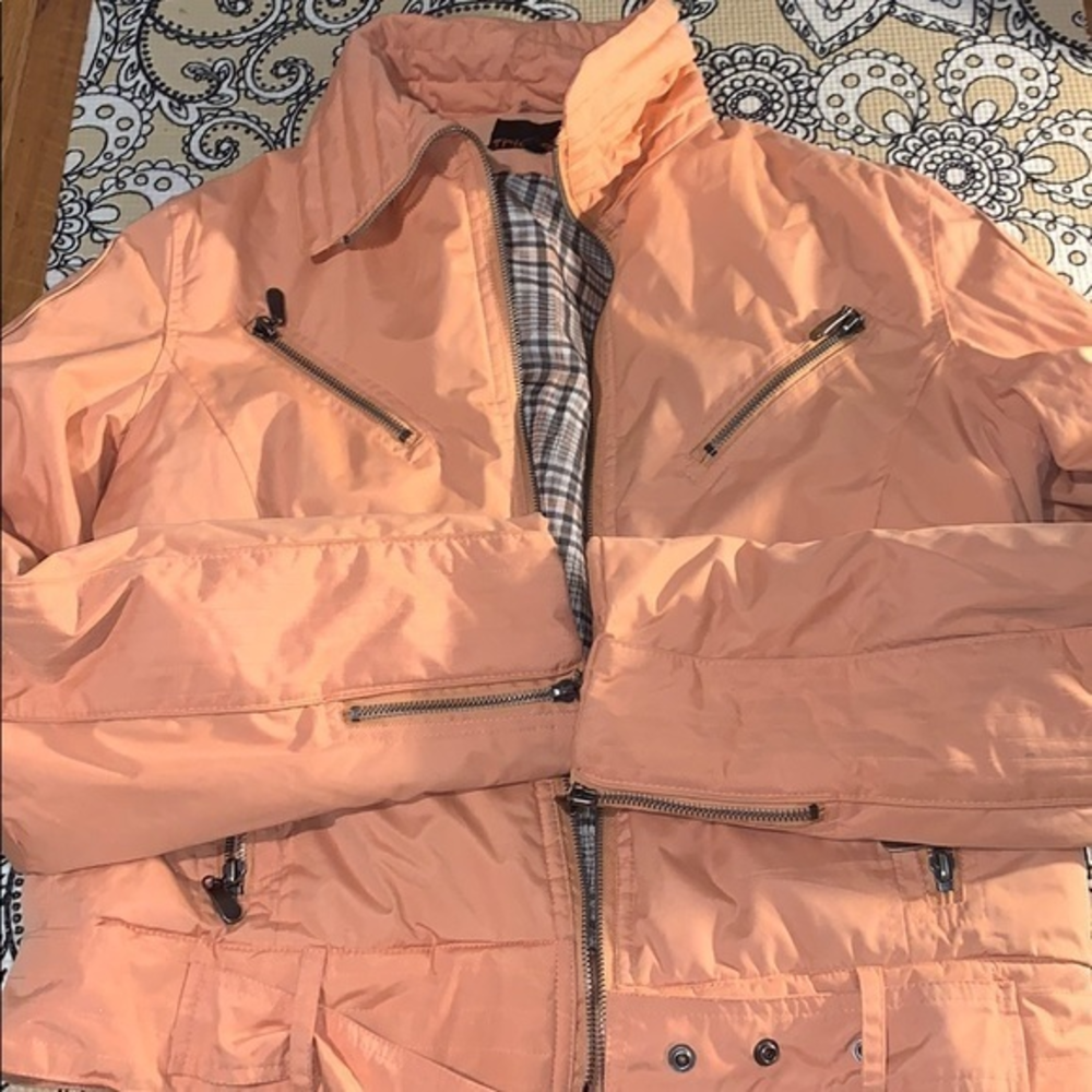 Tillys orange puffer bomber jacket